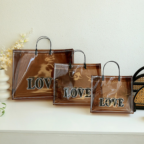 透明棕色手提免税店袋防水袋子