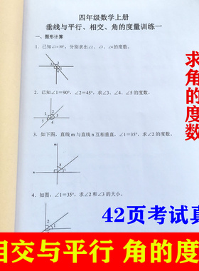 417四年级数学上册直线射线段相交平行垂直角的度量角的度数计算