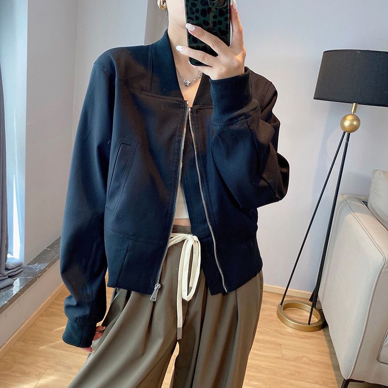 纯色机车风短外套女2026春秋新款极简潮流休闲百搭棒球服夹克外套