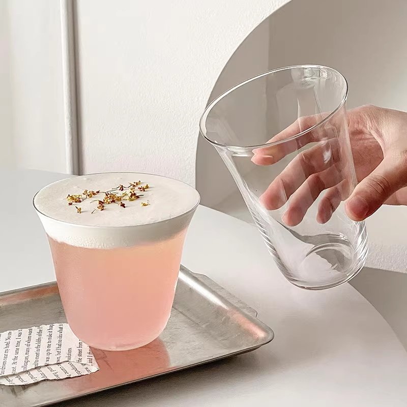 玻璃宽口杯果汁杯咖啡杯夏季冷饮气泡水鸡尾酒苏打水杯比利时国风