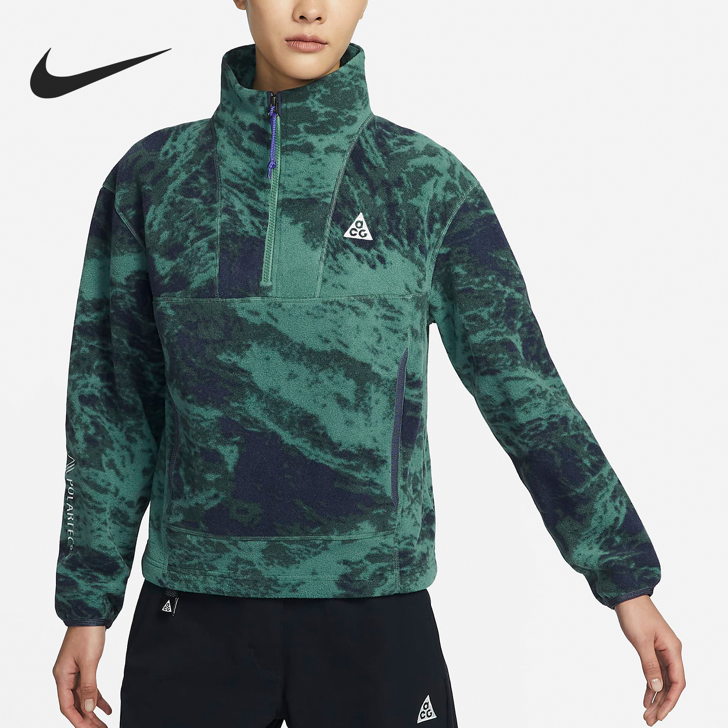 Nike/耐克正品新款女士户外摇粒绒套头半拉链卫衣FN1935-361