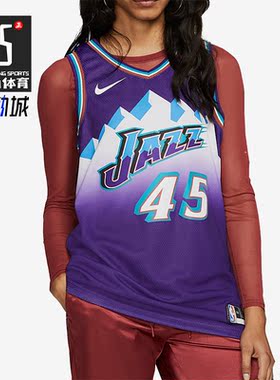 Nike/耐克正品米切尔爵士队45号男子运动篮球衣AV4517-504
