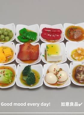 仿真食玩模型迷你盘子食物小摆件创意手工diy饰品炒菜过家家道具