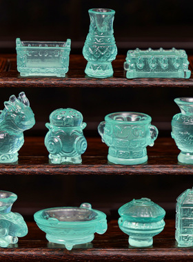 微景观小摆件仿真夜光青铜器瓷器 园艺造景花瓶diy工艺装饰品配件