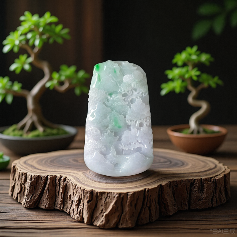 缅甸天然翡翠老坑A货山水牌吊坠阳绿飘花大个毛衣正品挂件带证书