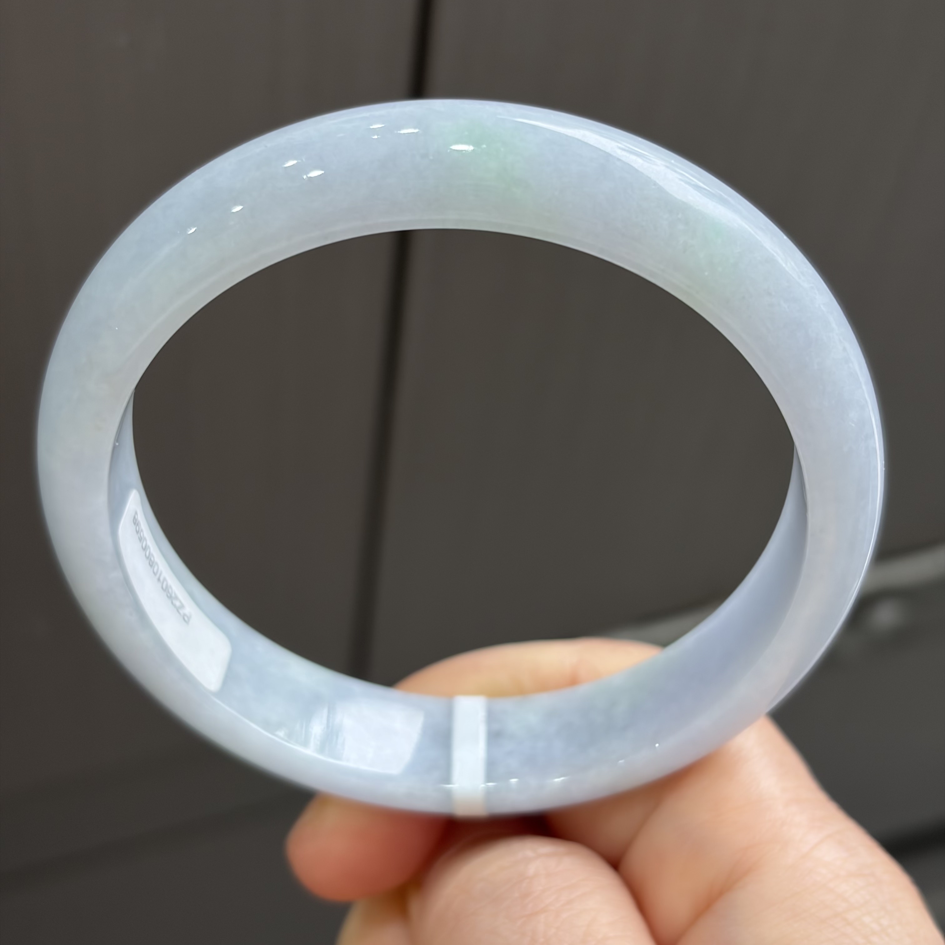 天然缅甸翡翠手镯大号60冰糯种紫罗兰飘绿玉镯子老坑a货0598证书