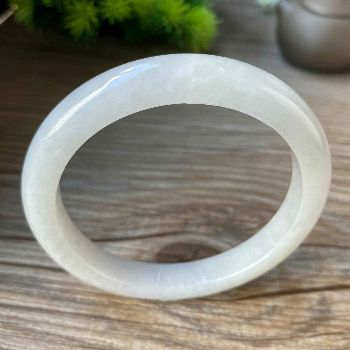 天然a货翡翠手镯54mm细条冰糯种圆带证书天然缅甸玉镯子老坑0569