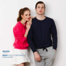 进口GILDAN吉尔丹88000休闲加绒打底长袖 T恤男女无帽圆领运动卫衣