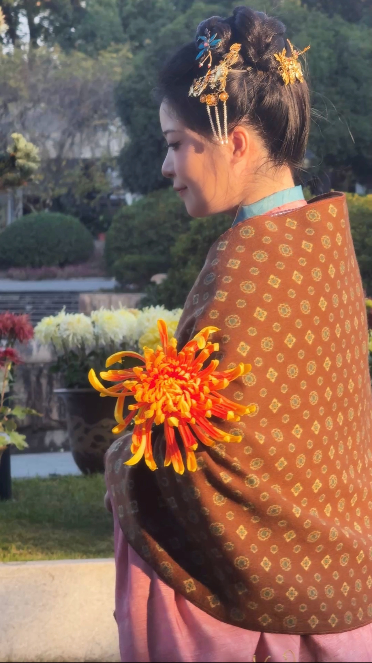 时春居汉服配饰披肩围巾唐《宝相花围巾》