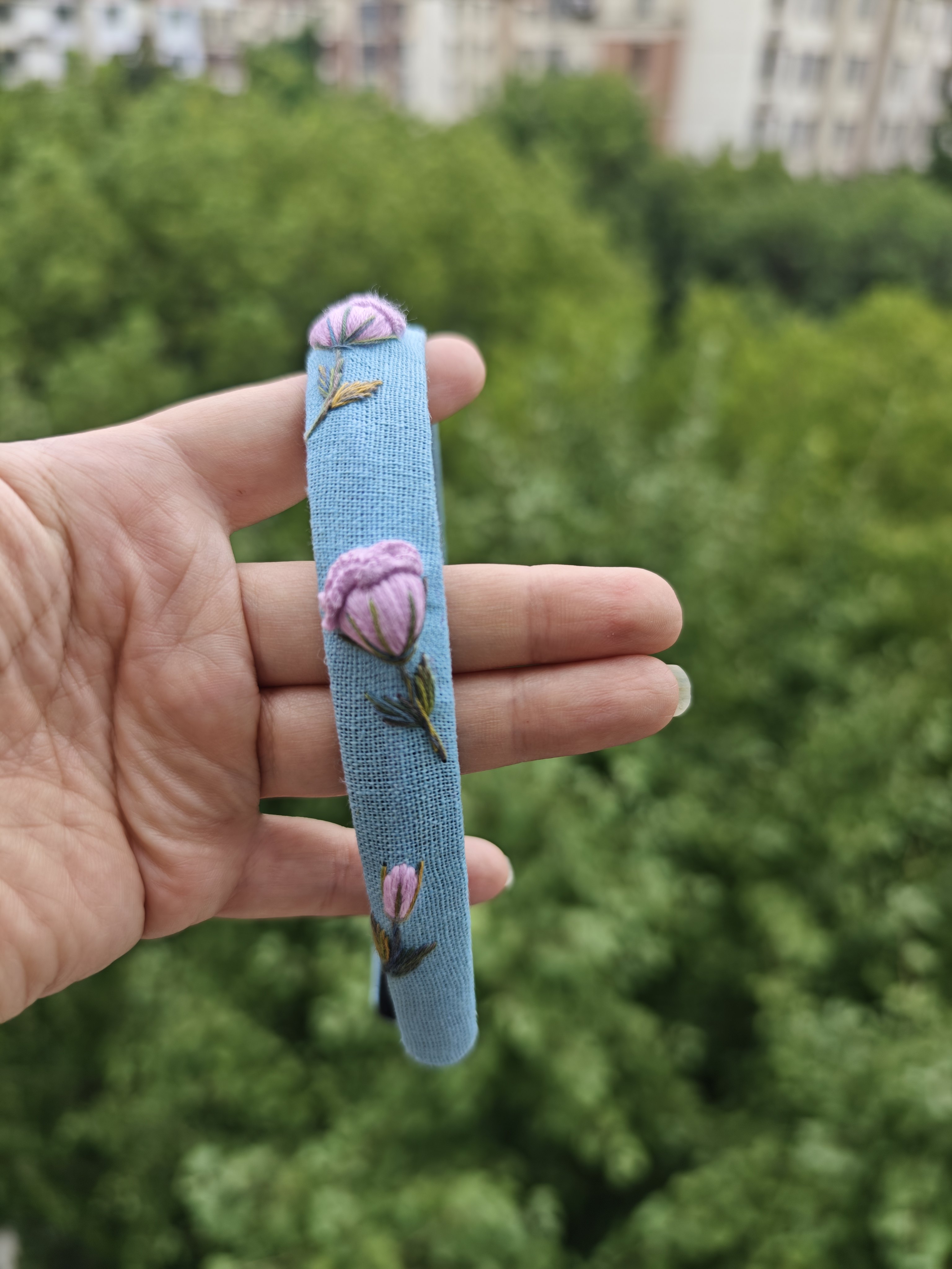 纯手工刺绣紫色玫瑰花发箍成品绣花复古田园风小众洋气发卡