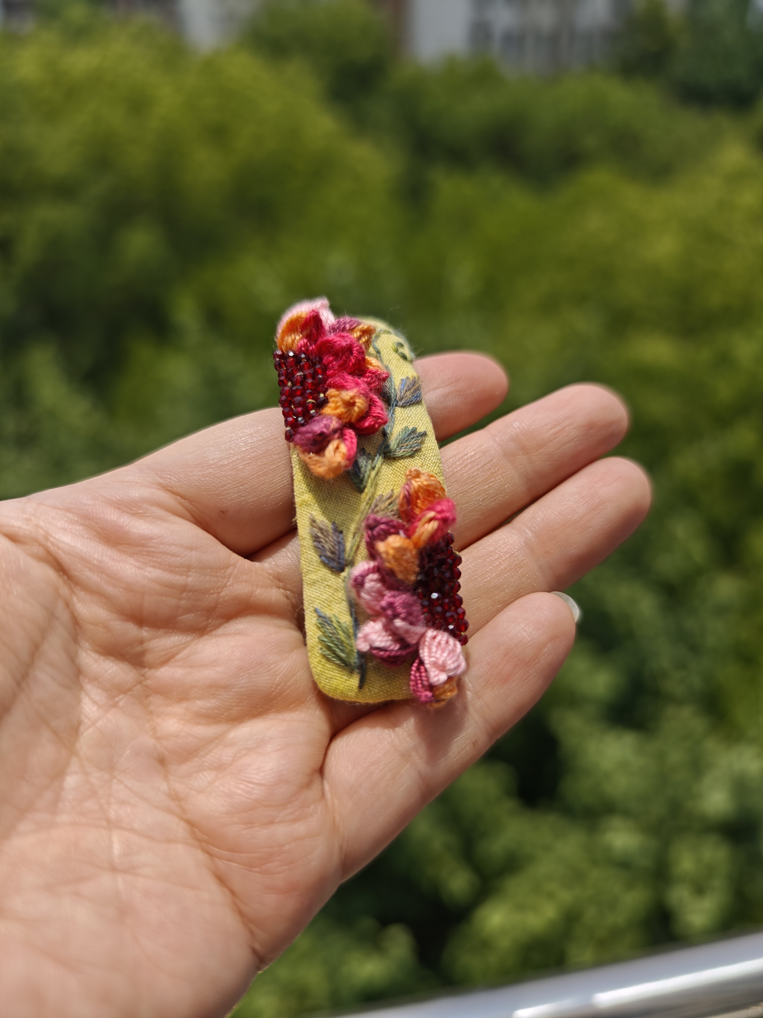 纯手工刺绣发夹成品绣花玫瑰花优雅复古田园风bb夹侧边夹小众洋气