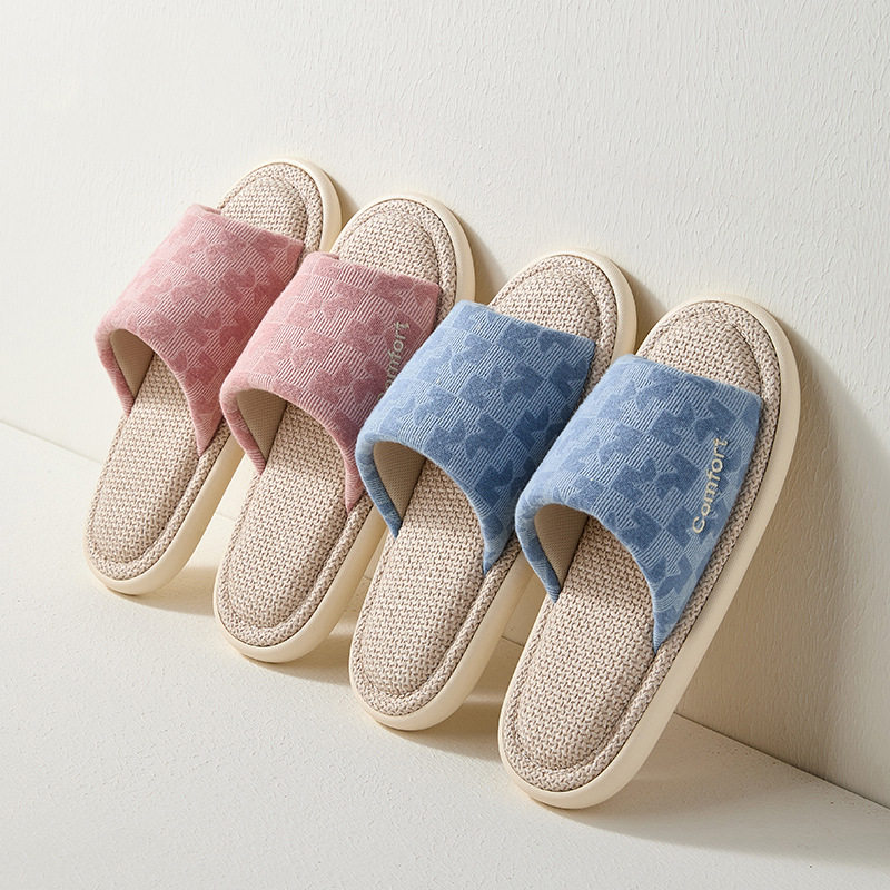 快鹿四季拖鞋男女士春秋家居吸汗透气室内居家板情侣棉麻拖鞋2847