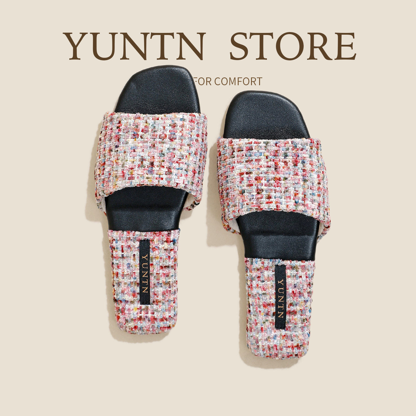 夏季轻奢格调高级感莫奈印象时尚开口皮凉拖鞋女防滑牛筋底居家鞋,女鞋,包头拖,淘宝优惠券,粉丝福利购,淘宝优惠卷