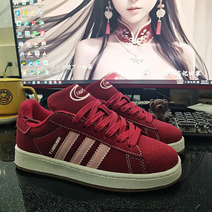 红色面包鞋初中生系带单鞋低帮运动鞋校园休闲防滑板鞋女平底厚底