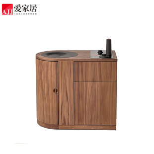 爱家居现代胡桃木茶水柜 Y11 茶室茶台实木储物烧水柜餐边柜