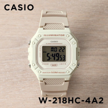卡西欧手表CASIO W-218HC-4A2 淡粉色运动学生防水小方块电子表