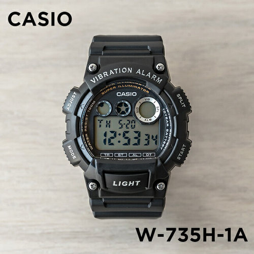 卡西欧CASIO W-735H-1A 黑色运动十年电力户外游泳级防水电子表