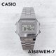 银面钢带复古方块七年电力防水电子手表 A168WEM 卡西欧CASIO