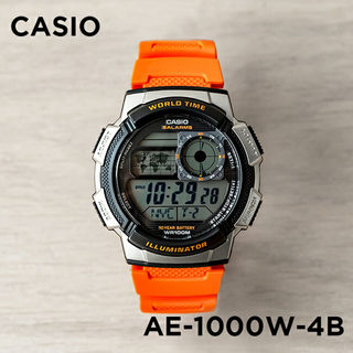 卡西欧手表CASIO AE-1000W-4B 橙色运动防水多功能世界地图电子表