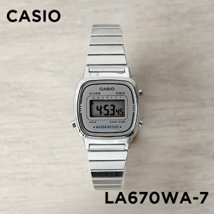 卡西歐手表女CASIO 復(fù)古金屬百搭學(xué)生防水銀色電子表 LA670WA