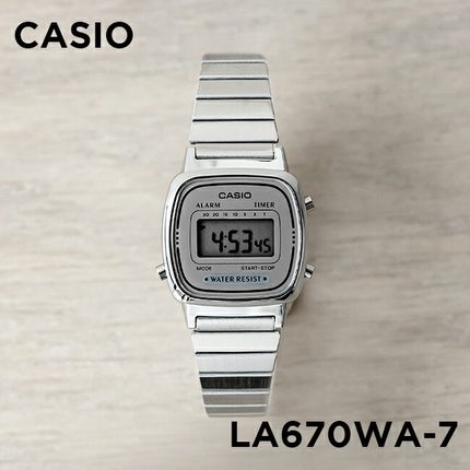 卡西欧手表女CASIO LA670WA-7 复古金属百搭学生防水银色电子表