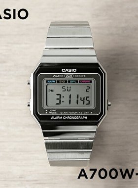 卡西欧手表CASIO A700W-1A 复古金属方块带闹钟秒表防水电子表