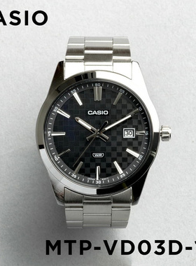 卡西欧casio MTP-VD03D-1A 新款男士黑盘商务不锈钢防水石英手表