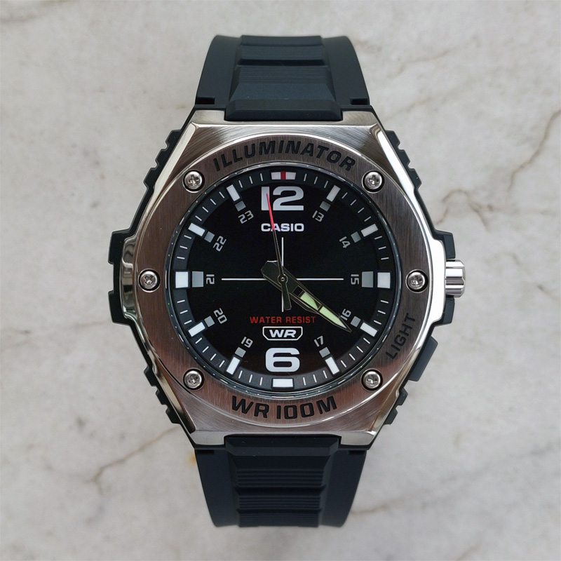 卡西欧手表男 casio mwa-100h-1a 皮带运动黑武士防水石英表