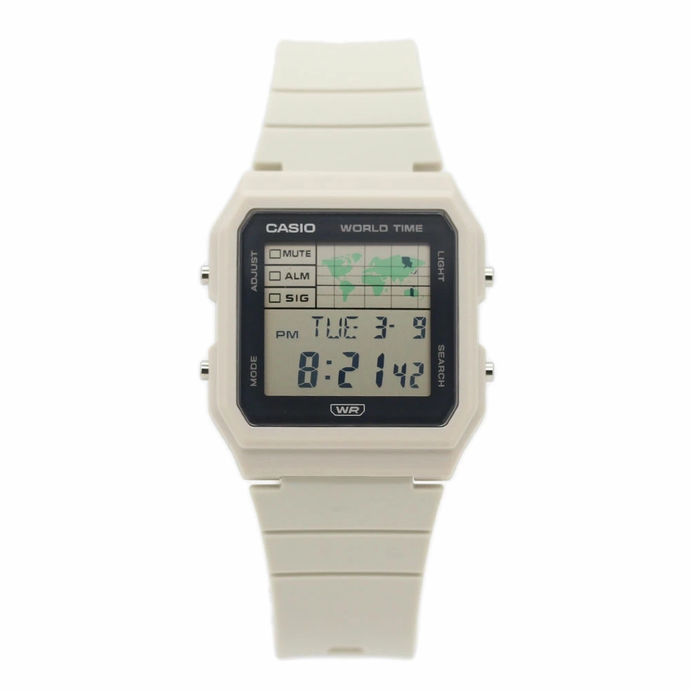 卡西欧CASIO LF-30W-8A 学生手表白色小方块世界地图旅行防水表