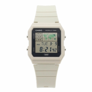 30W 学生手表白色小方块世界地图旅行防水表 卡西欧CASIO