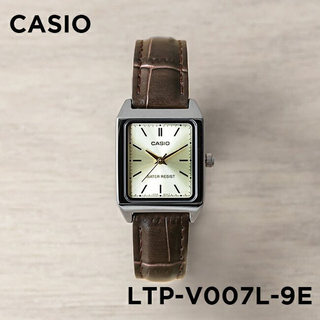 卡西欧手表女CASIO  LTP-V007L-9E 学生防水表棕皮带金盘小方表