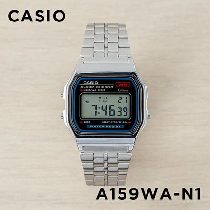 卡西欧CASIO A159WA-N1 复古方块七年电力带闹钟秒表防水电子手表