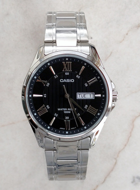 卡西欧CASIO MTP-1384D-1A 时尚休闲商务指针式钢带防水石英手表