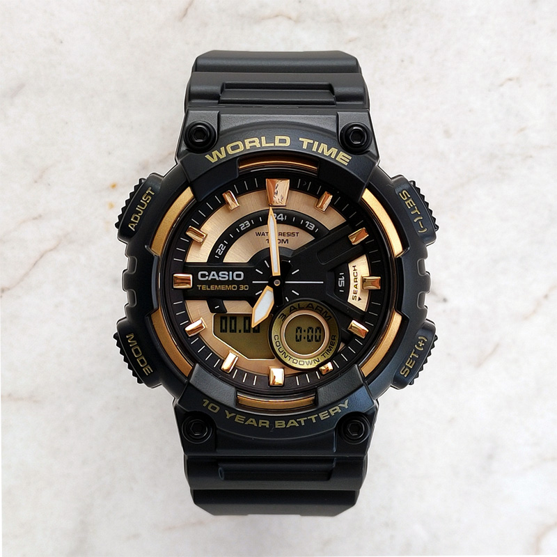 卡西欧AEQ-110BW-9A夜光双显表