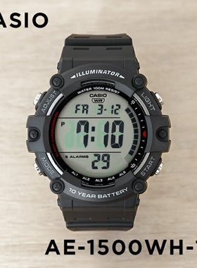 卡西欧手表男CASIO AE-1500WH-1A 新款圆盘多功能防水学生电子表