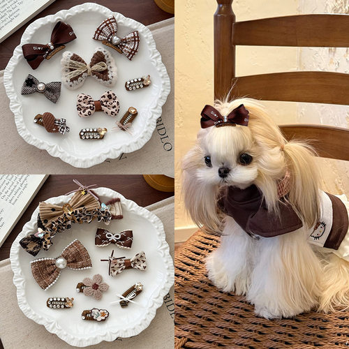 狗狗发夹蝴蝶结猫咪比熊泰迪发饰马尔济斯博美夹子宠物头饰原创