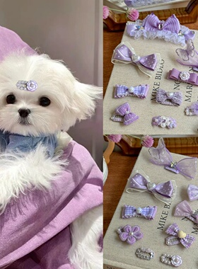 宠物发夹迷你满钻bb夹比熊配饰不掉狗狗专用发饰泰迪蝴蝶结原创