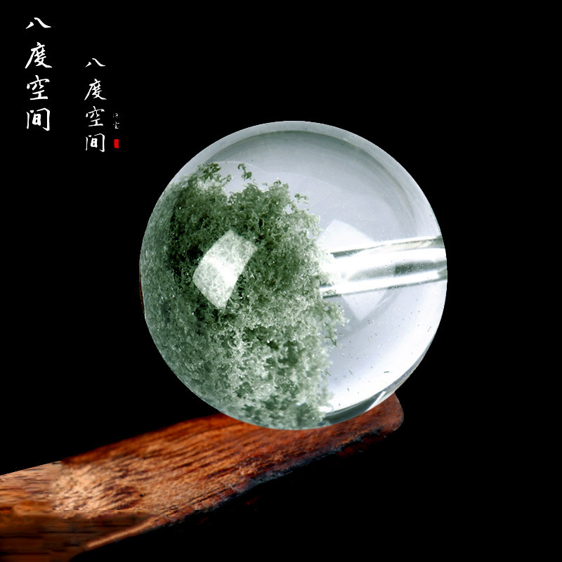 diy天然绿幽灵水晶单颗吊坠散珠