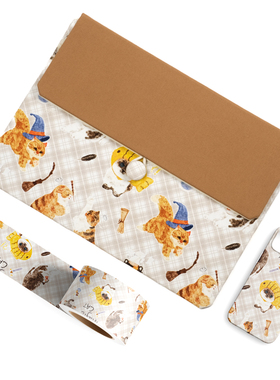 手作猫咪苹果笔记本电脑包简约拼色Macbook pro14/16M3内胆包轻薄