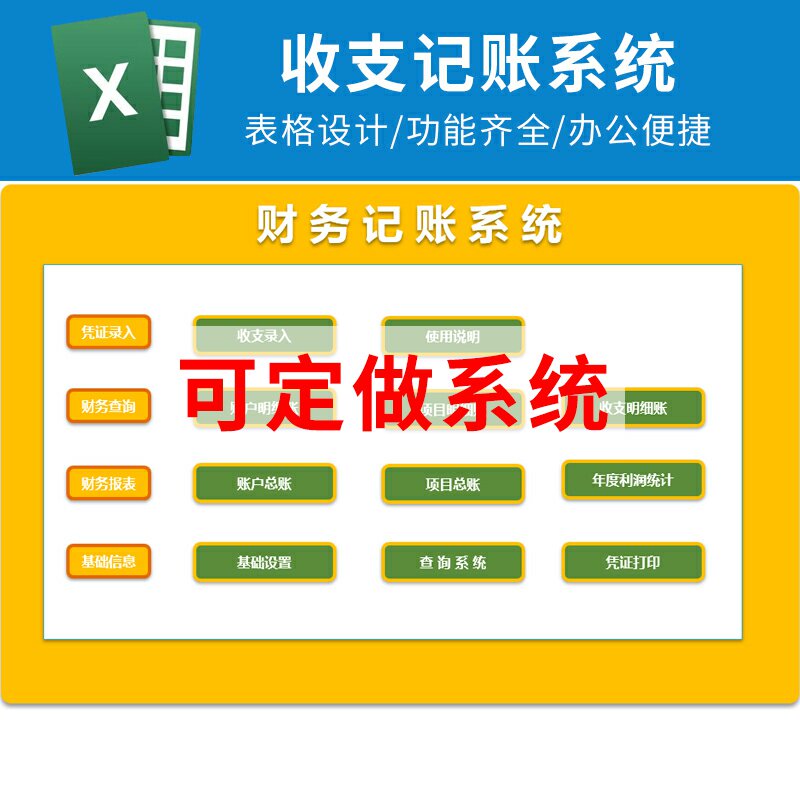 Excel财务记账日常费用收支账户开支明细统计流水账单机表格系统