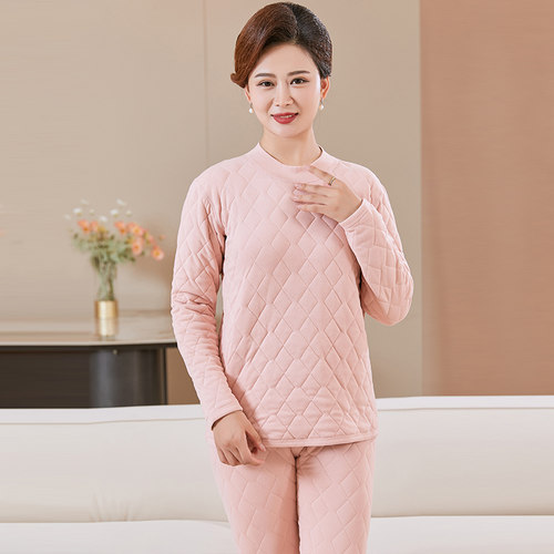 三层夹棉加绒加厚保暖内衣套装
