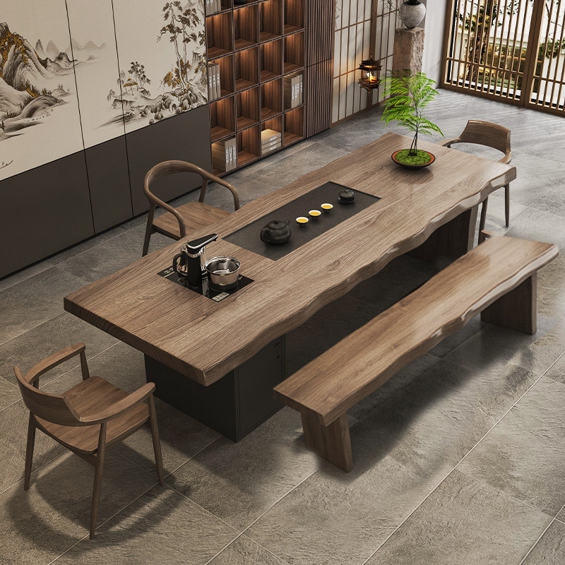 大板全实木大板茶桌椅组合现代简约办公室功夫茶台嵌入一体式茶具,住宅家具,家用茶台/茶桌,淘宝优惠券,粉丝福利购,淘宝优惠卷