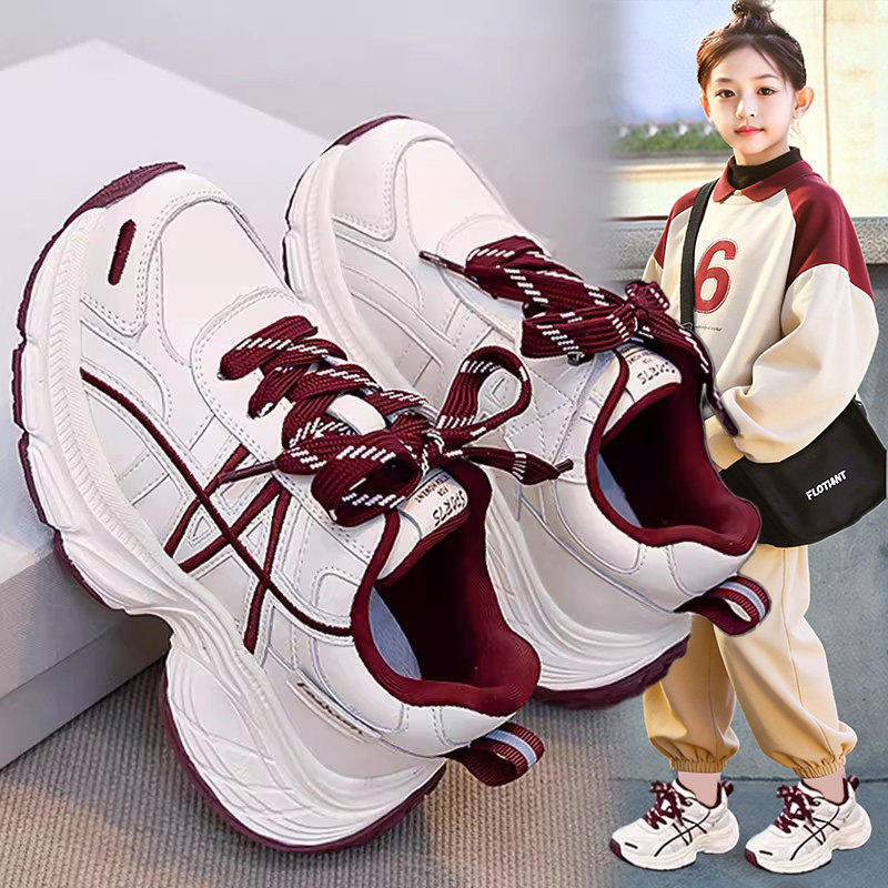 2026春季新款女童皮面运动鞋轻便软底老爹鞋爆款儿童跑步鞋