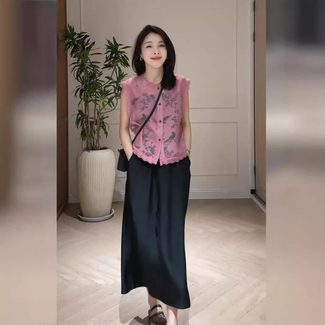 2543新中式国风马甲套装女新款夏今年流行小个子高级感裙子两件套
