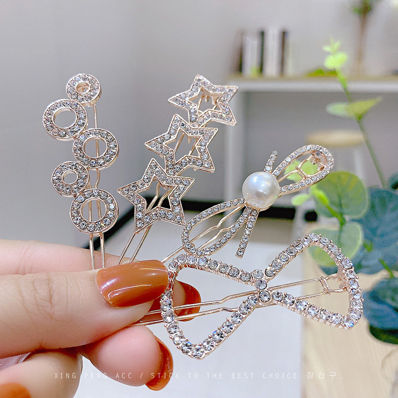 ins韩国网红少女发夹水钻