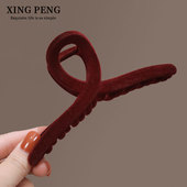 大号丸子头冬春植绒抓夹女后脑勺发卡2024年网红新款 鲨鱼夹子头饰