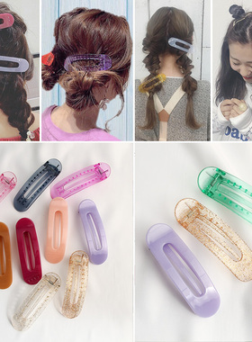 日本INS网红透明彩色发夹韩国Latt鸭嘴夹少女镂空边夹大夹子头饰