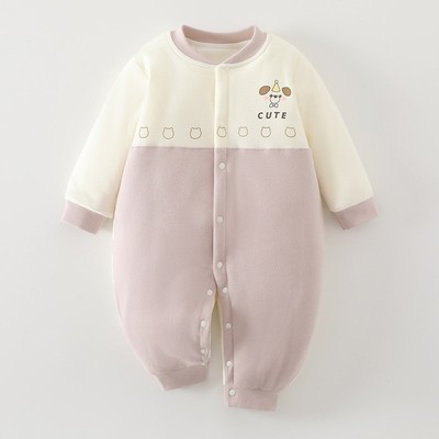 婴儿80g夹棉连体哈棉衣爬服