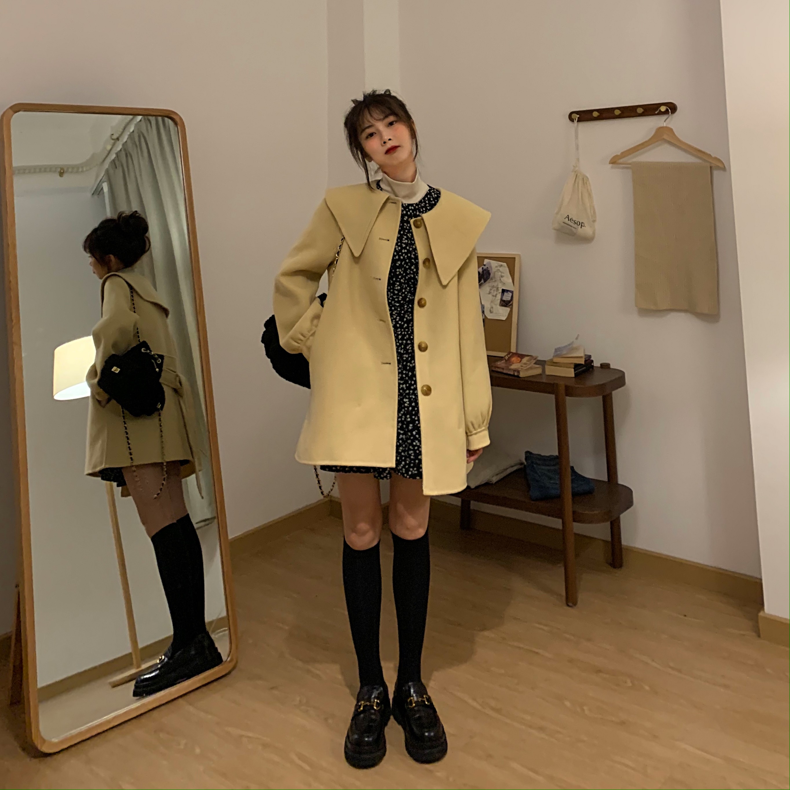 Real price, good texture ~ ~ sweet egg yolk fur coat with warm coat and belt