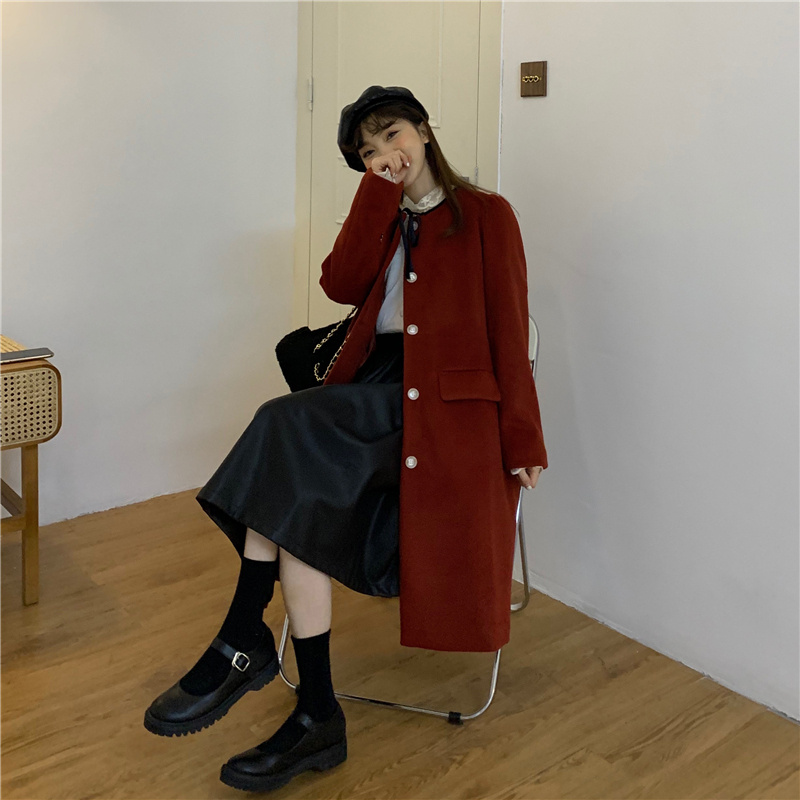 Real price photo sweeter than first love girl bowknot woolen coat with cotton thick coat